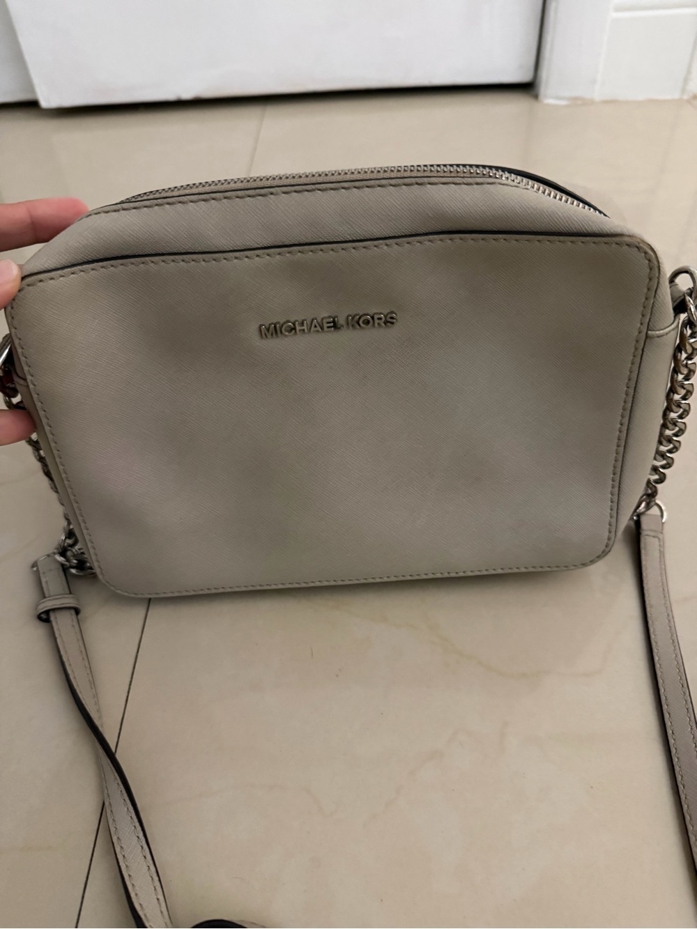 Michael Kors Taupe Saffiano Leather Crossbody